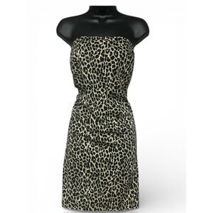Vintage Venezia Lane Bryant Leopard Print Strapless Mini Dress Plus Size 20